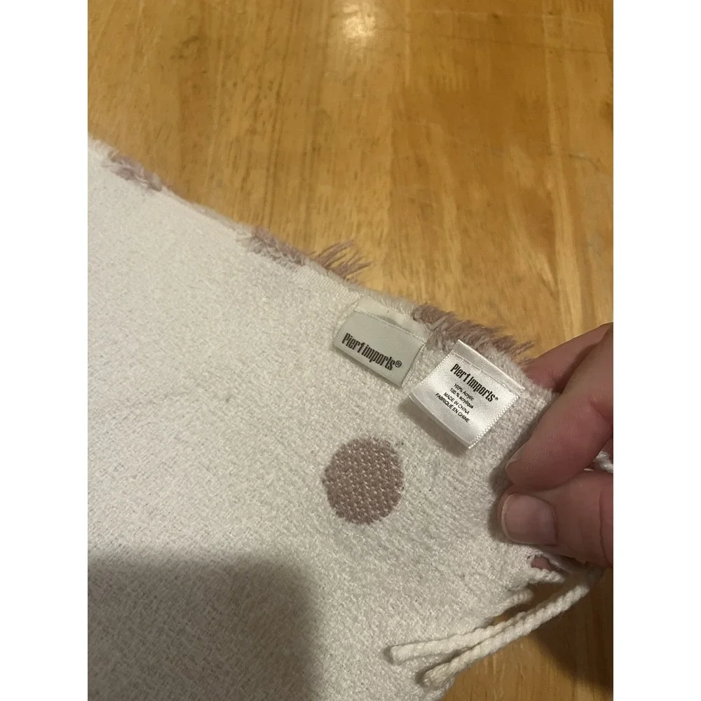Pier 1 Imports Dusty Rose‎ Pink Floral Pom Pom Fringe Throw Blanket 50